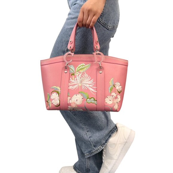 Christian Dior Vintage 2005 CD Logo Embroidered Bag Handbag Pink [106231] - Picture 3 of 15